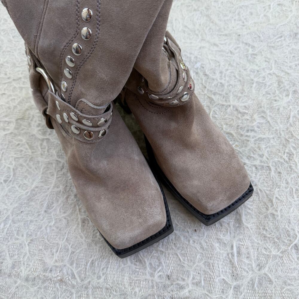 Jeffrey Campbell Studded Suede Moto Boots – Size 8.5 - Picture 5 of 6